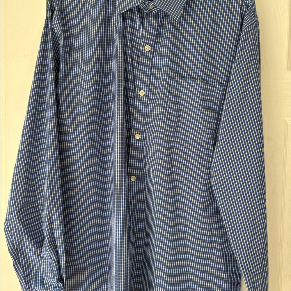Van Heusen Navy Checkered Button Down Shirt